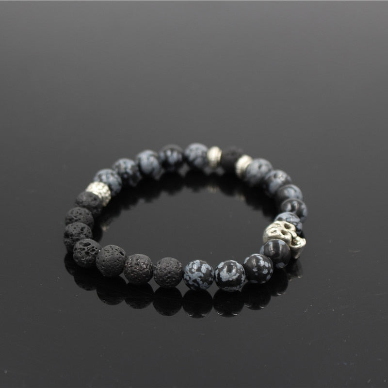 Kranion - Snowflake Obsidian x Lava Stone